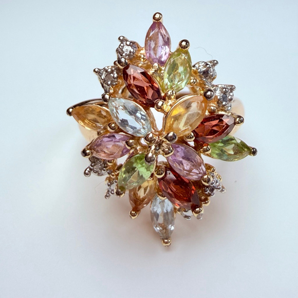 Ross Simons 18K Gold Vermeil Multi Gemstone Confetti Sterling Silver 925 Ring